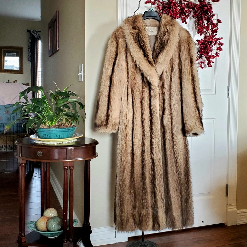 Full length vintage fox fur coat
